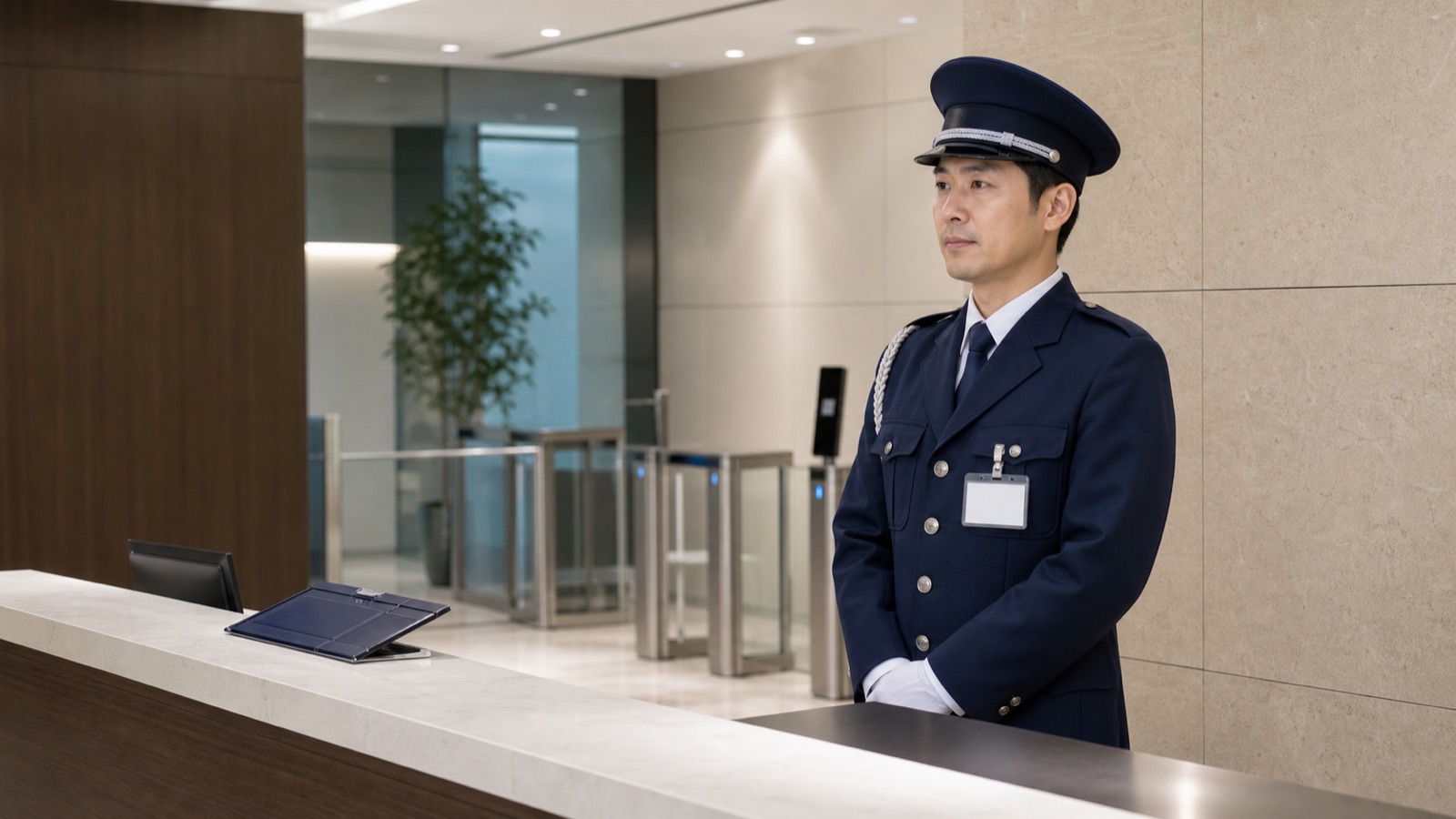 オフィスで常駐警備を行う警備員