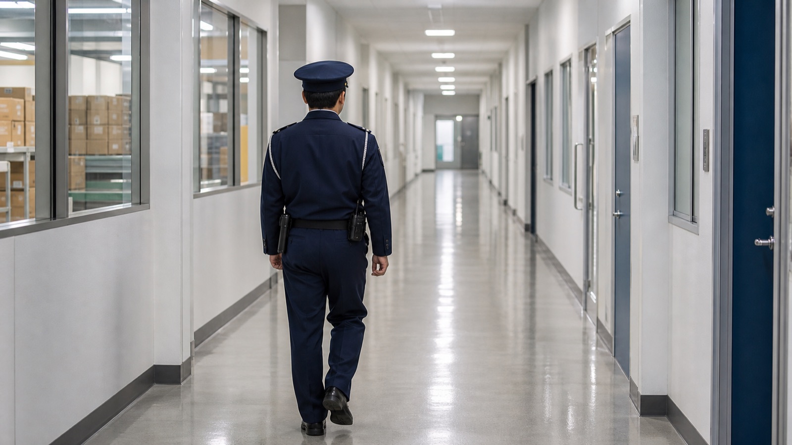 巡回警備を行う隊員