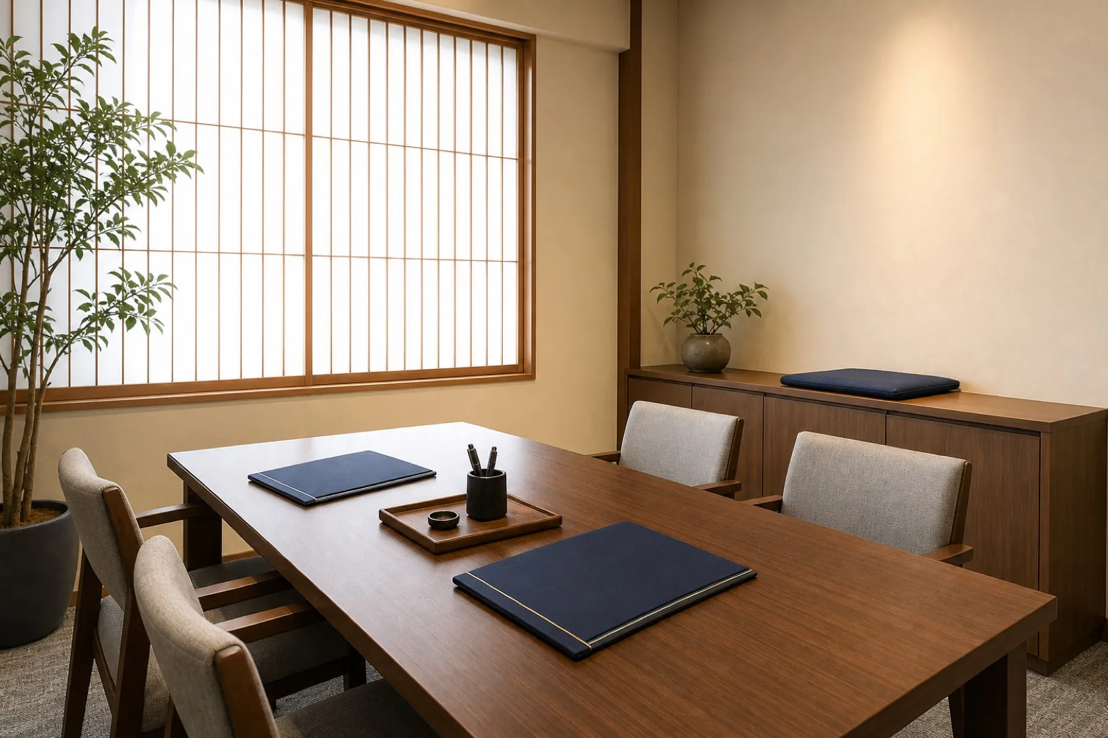 和の落ち着いた司法書士事務所の相談スペース