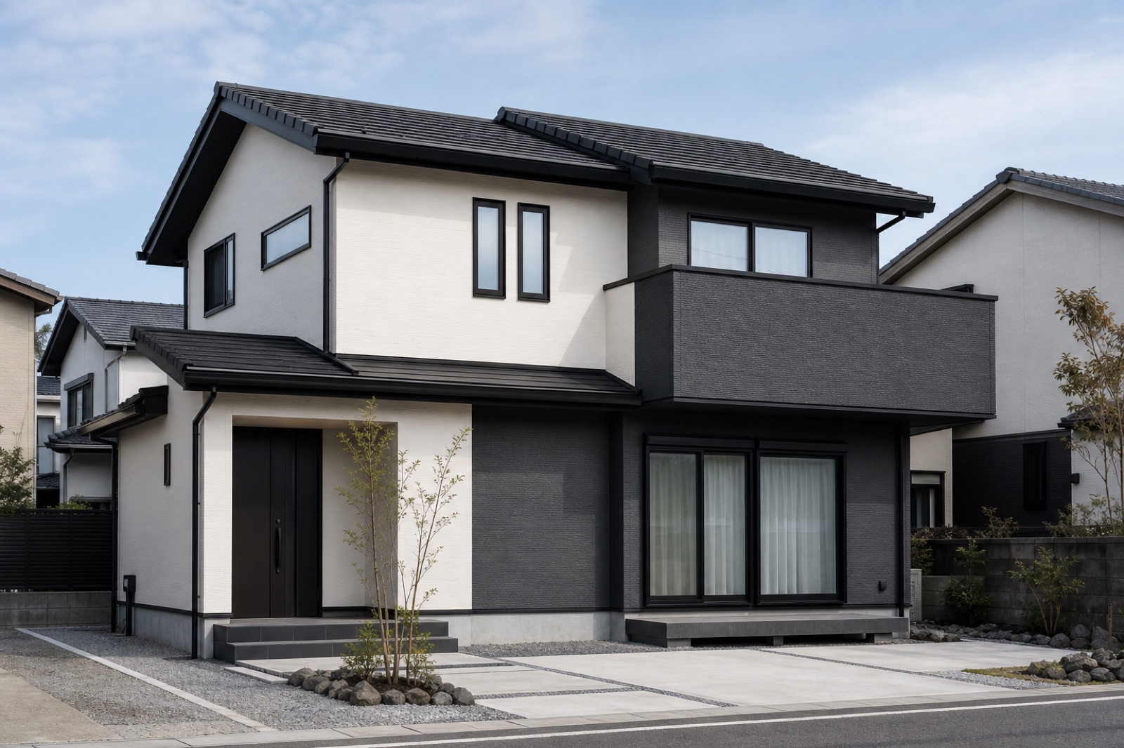 色彩設計された住宅の外観
